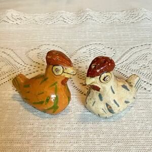 Vintage Mexico Chicken Salt & Pepper Shakers • Hand‑Painted • Folk Art